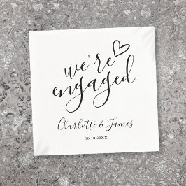 We zijn verlovingsfeest zwart op wit servet