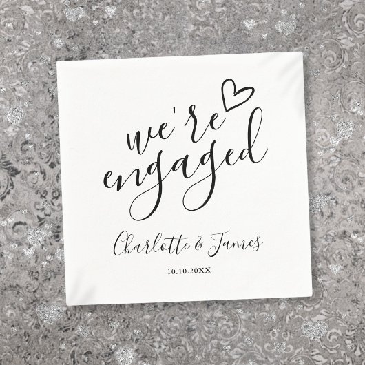 We zijn verlovingsfeest zwart op wit servet