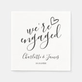 We zijn verlovingsfeest zwart op wit servet (Voorkant)