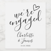 We zijn verlovingsfeest zwart op wit wijn etiket (Enkel label)