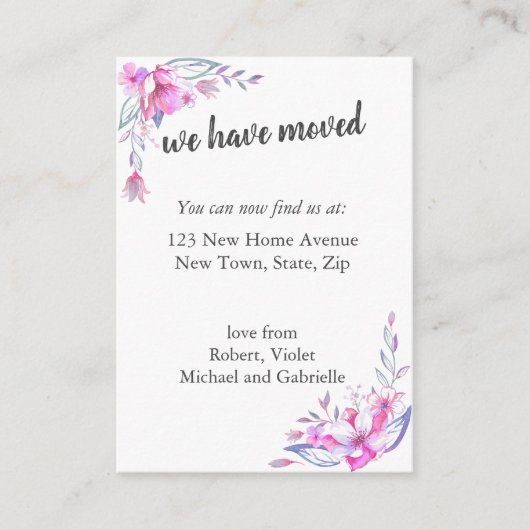 We zijn verplaatst - Aangepaste foto en nieuw adre Informatiekaartje (Voorkant)