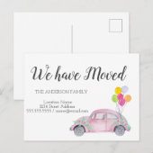 We zijn verplaatst, autoballonnen, nieuw adres aankondigingskaart (Voorkant / Achterkant)