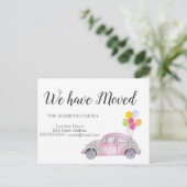 We zijn verplaatst, autoballonnen, nieuw adres aankondigingskaart (Staand voorkant)