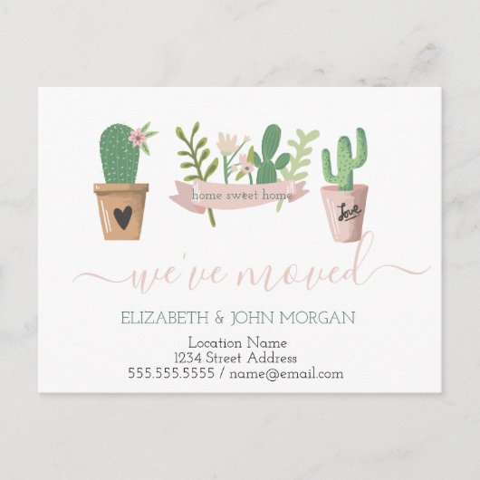 We zijn verplaatst, Cactus Announcement Briefkaart (Voorkant)