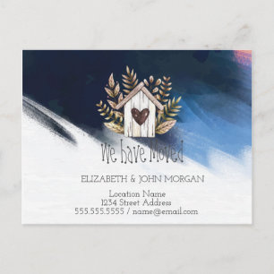 We zijn verplaatst, Houden House, Brush StrokeNew  Aankondigingskaart