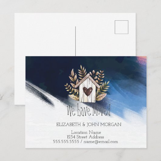 We zijn verplaatst, Houden House, Brush StrokeNew Aankondigingskaart (Voorkant / Achterkant)