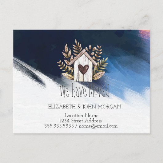 We zijn verplaatst, Houden House, Brush StrokeNew Aankondigingskaart (Voorkant)
