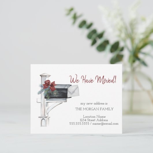 We zijn verplaatst, mailboxpingboomafdelingen aankondigingskaart (Staand voorkant)