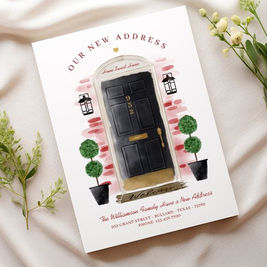 We zijn verplaatst - Nieuwe Adres zwarte Waterverf Aankondiging