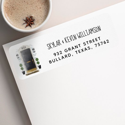 We zijn verplaatst - Nieuwe Adres zwarte Waterverf Etiket