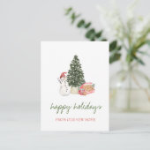 We zijn verplaatst, pine Tree, Snowman, Cookies Aankondigingskaart (Staand voorkant)