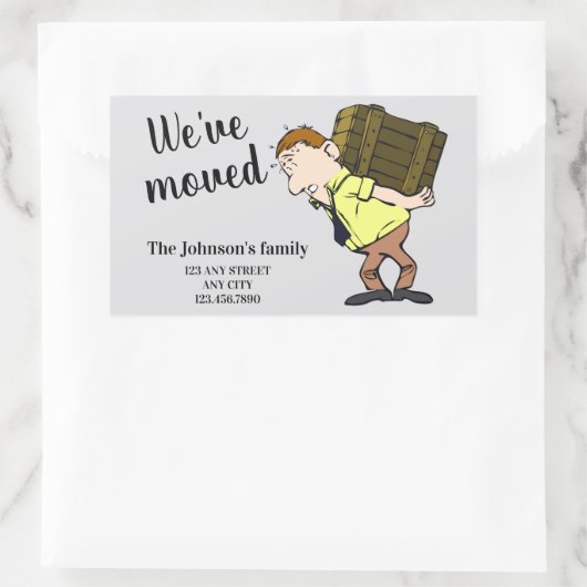 We zijn verplaatst rechthoekige sticker (Tas)