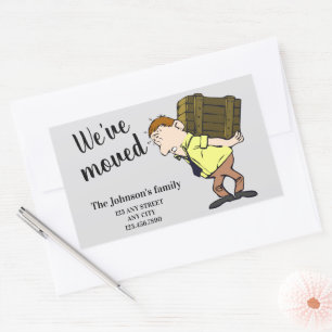 We zijn verplaatst rechthoekige sticker