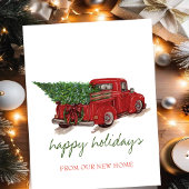 We zijn verplaatst, Red Truck, Pine Tree Holiday Aankondigingskaart