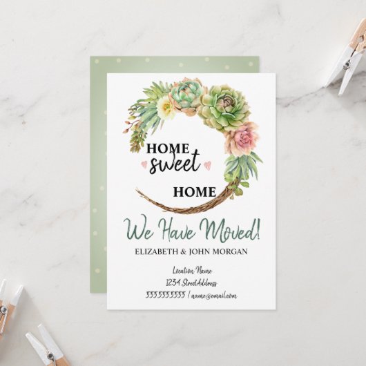 We zijn verplaatst, Waterverf bloemen Cactus, Succ (Voorkant / Achterkant in situ)