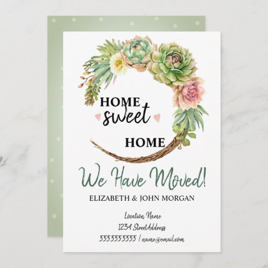 We zijn verplaatst, Waterverf bloemen Cactus, Succ (Voorkant / Achterkant)