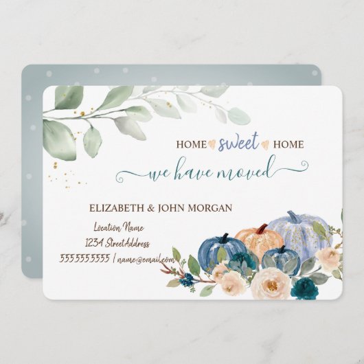 We zijn verplaatst, Waterverf pompoen, bloemen, bl (Voorkant / Achterkant)