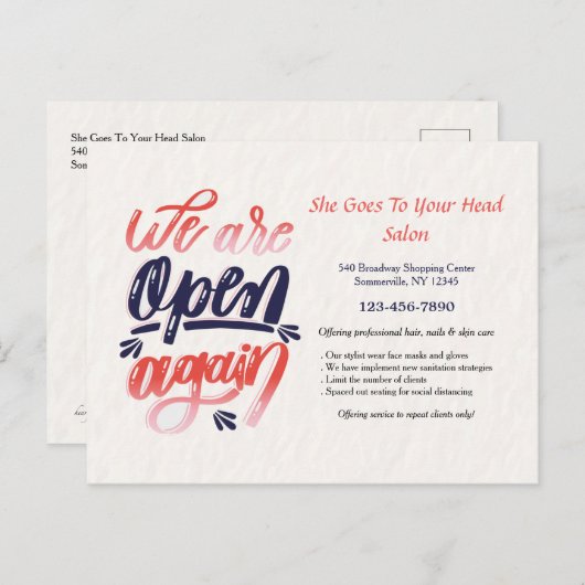 We zijn weer open Briefkaart (Voorkant / Achterkant)