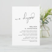 We zijn weggelopen, Bruiloft Elopement Feest Kaart (Staand voorkant)