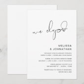 We zijn weggelopen, Bruiloft Elopement Feest Kaart (Voorkant / Achterkant)