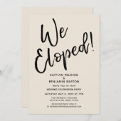 We zijn weggelopen! Casual Cream bruiloftsfeest na Kaart (Voorkant / Achterkant)