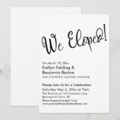 We zijn weggelopen! Casual Script Trouwfeest na de Kaart (Voorkant / Achterkant)