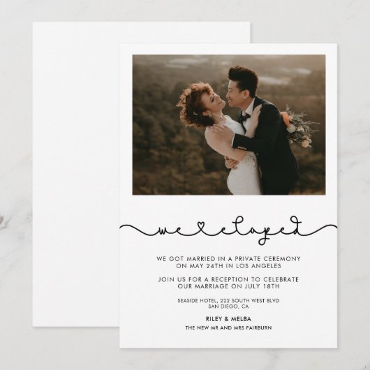 We zijn weggelopen Cute verbindend hart lettertype Kaart (Voorkant / Achterkant)