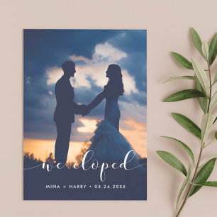 We zijn weggelopen Elegante aankondigingsfotokaart Aankondiging