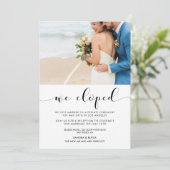 We zijn weggelopen Elegante zwart-wit foto-aankond Kaart (Staand voorkant)