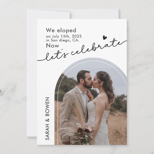 We zijn weggelopen en nu vieren we dat Elopement f Kaart (Voorkant)