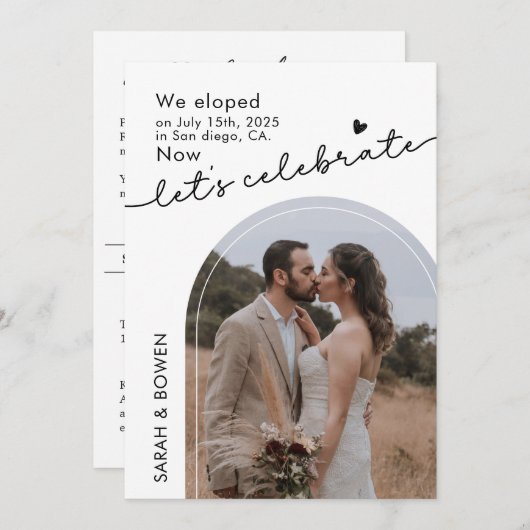 We zijn weggelopen en nu vieren we dat Elopement f Kaart (Voorkant / Achterkant)