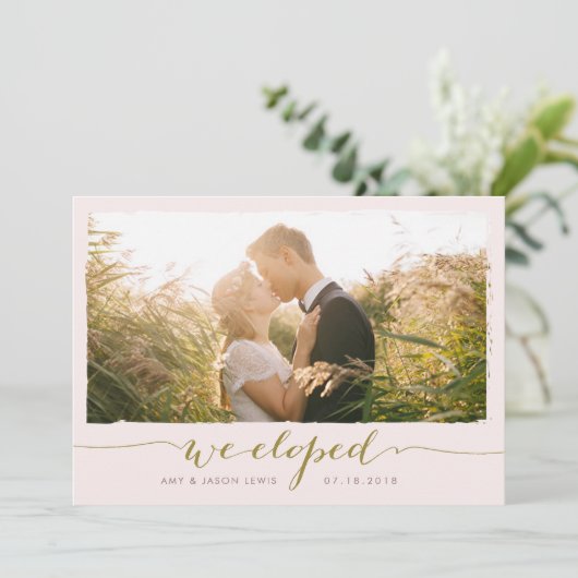 We zijn weggelopen | Fotohuwelijksaankondiging, fa Kaart (Staand voorkant)