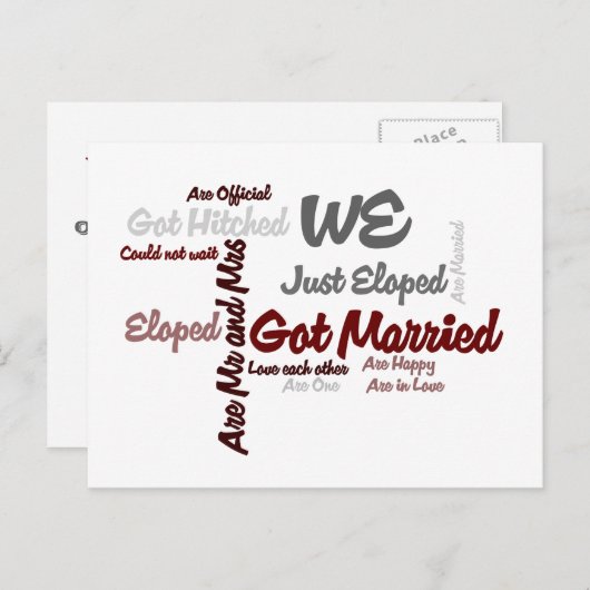 'We' zijn weggelopen | Getrouwd met Word Cloud Aankondigingskaart (Voorkant / Achterkant)