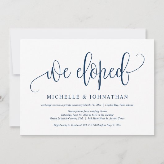 We zijn weggelopen, Huwelijksvlucht Feestelijke Vi Kaart (Voorkant)