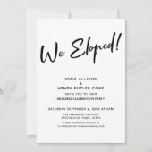 We zijn weggelopen! Moderne bruiloftsreceptie + go Kaart (Voorkant)