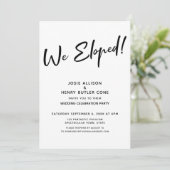 We zijn weggelopen! Moderne bruiloftsreceptie + go Kaart (Staand voorkant)