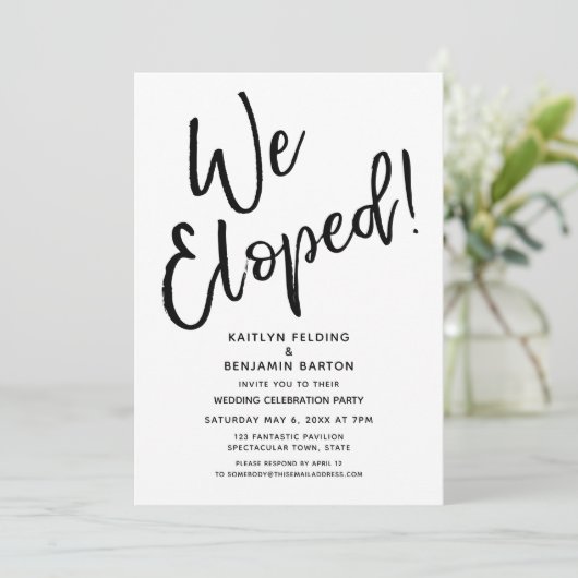We zijn weggelopen! Moderne casual bruiloft na vie Kaart (Staand voorkant)