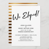 We zijn weggelopen! Moderne trouwreceptie + gouden Kaart (Voorkant / Achterkant)