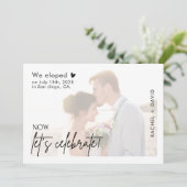 We zijn weggelopen om te trouwen, nu vieren we dat kaart (Staand voorkant)
