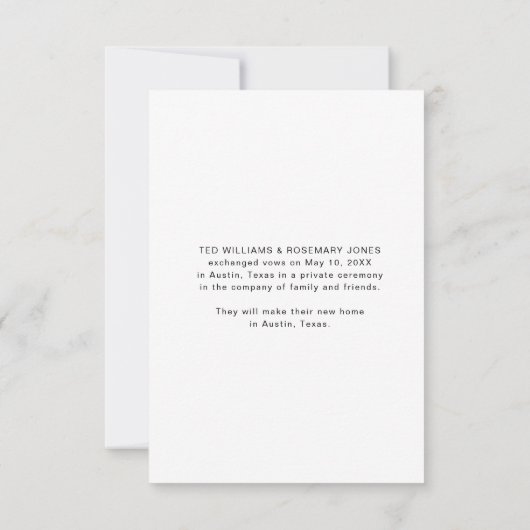 We zijn weggelopen | Penseel Script huwelijksaanko Bedankkaart (Achterkant)