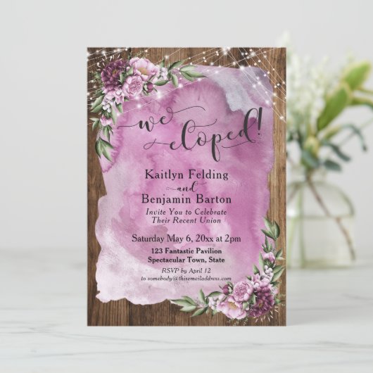 We zijn weggelopen! Rustieke aquarel bloemen en li Kaart (Staand voorkant)