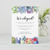 We zijn weggelopen! sappige cactus trouwkaart kaart (Staand voorkant)