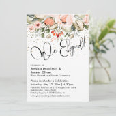 We zijn weggelopen! Typografie, Roze Bloemen Goude Kaart (Staand voorkant)