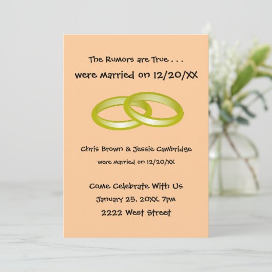 We zijn weggelopen! Uitnodiging voor een bruilofts (Staand voorkant)