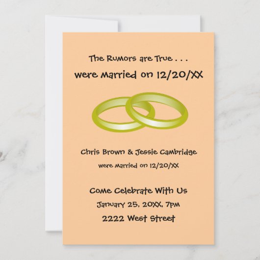 We zijn weggelopen! uitnodiging voor het feest na  (Voorkant)