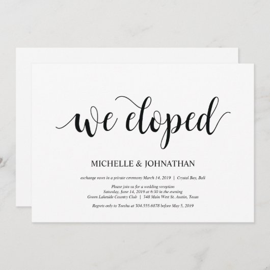 We zijn weggelopen, uitnodigingen voor ontvangst n (Voorkant / Achterkant)