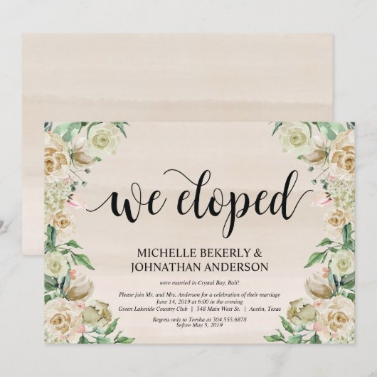 We zijn weggelopen, Uitnodigingskaart voor elopeme Kaart (Voorkant / Achterkant)