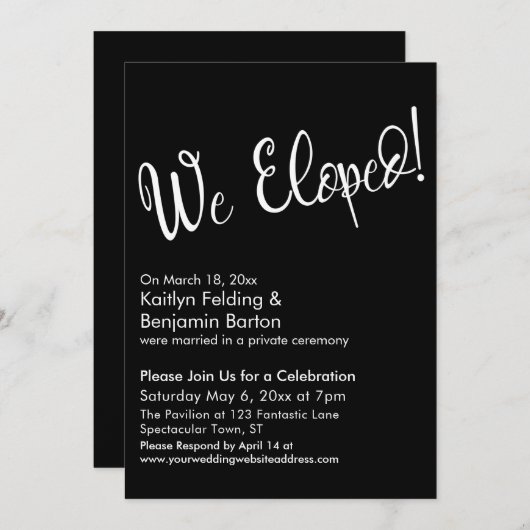 We zijn weggelopen! Zwarte moderne nasleep van het Kaart (Voorkant / Achterkant)