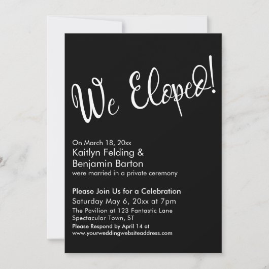 We zijn weggelopen! Zwarte moderne viering na de b Kaart (Voorkant)