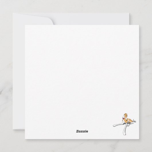 We zijn windhonden! Zwart, wit en rood thema. Feestdagenkaart (Achterkant)